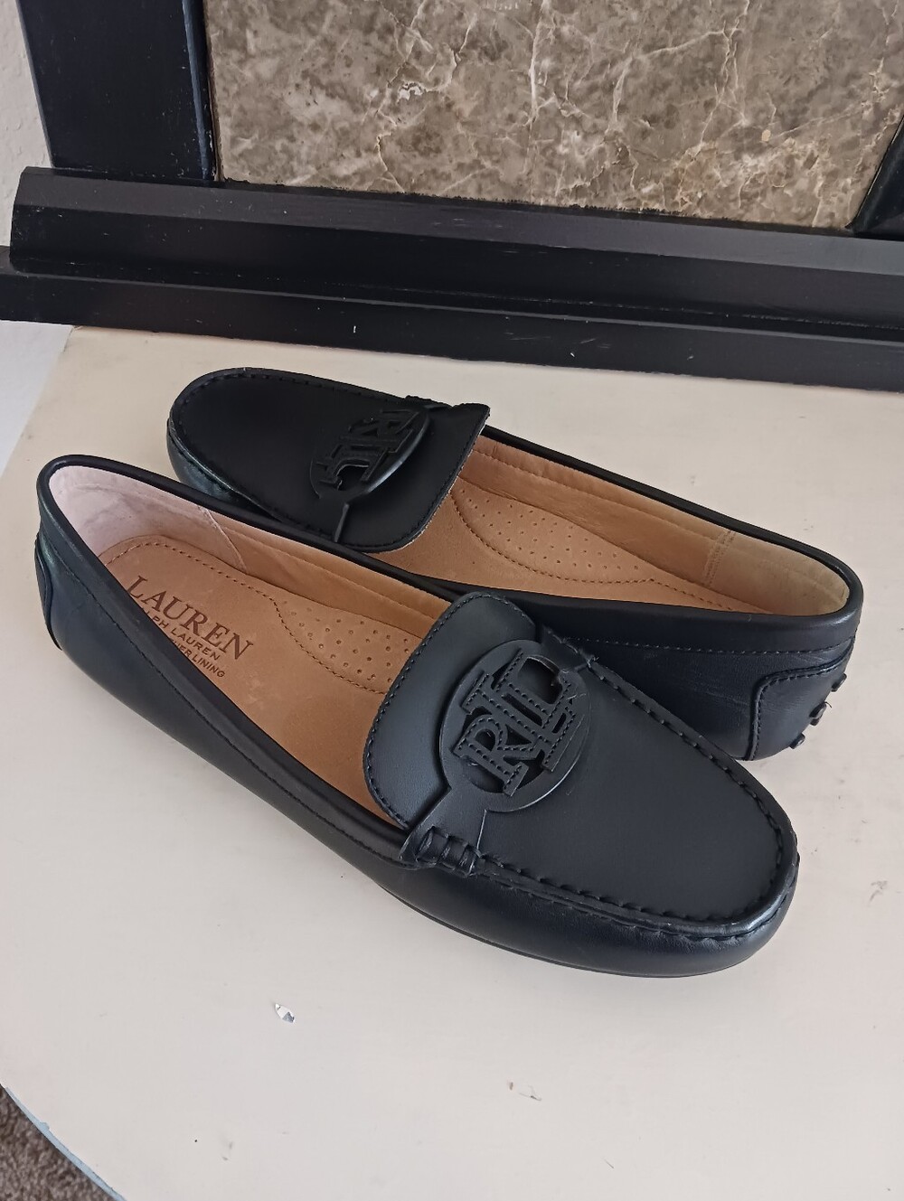 Lauren Ralph Lauren Black Leather Loafers